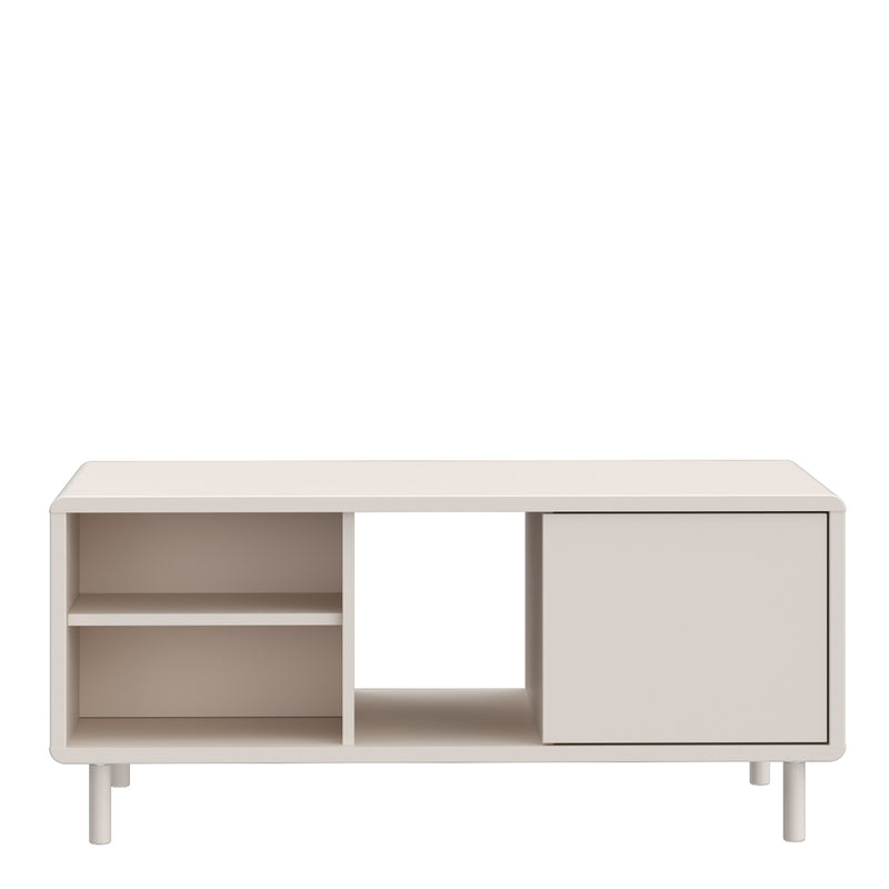Playly Coffee Table with Open Shelf and Door — side angle