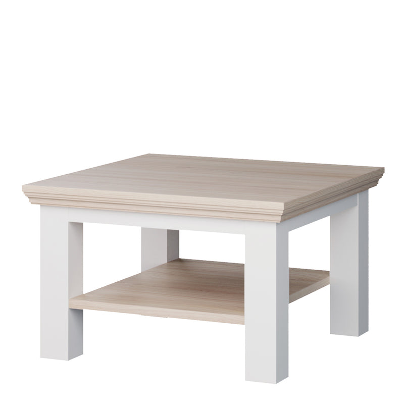 Pontypool Small Coffee Table with Shelf in White and Riva Oak — view