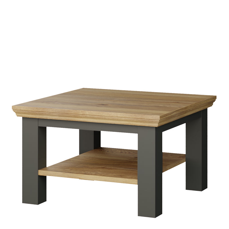 Pontypool Small Coffee Table with Shelf in Wolfram Grey and Mauvella Oak — detail view