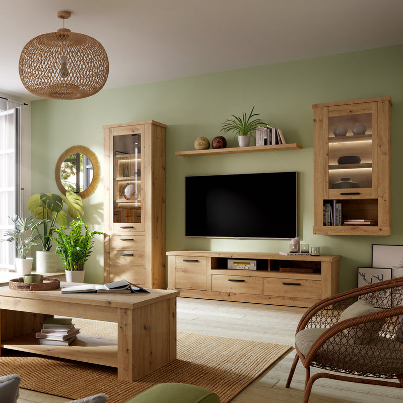 Corona 140cm Wall Shelf in Artisan Oak — view