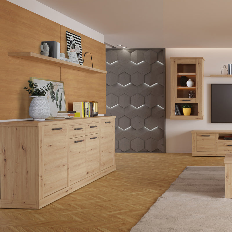 Corona 200cm Wall Shelf in Artisan Oak — detail view