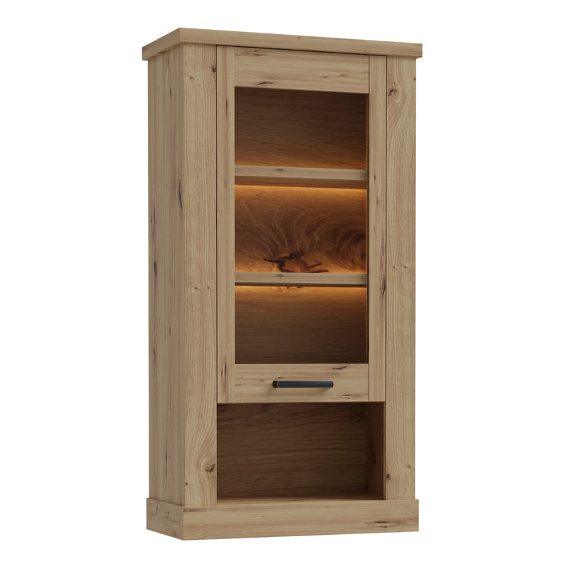 Corona Wall Display cabinet in Artisan Oak — front view