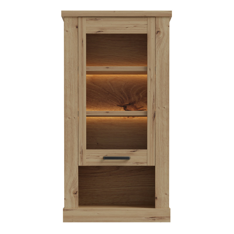 Corona Wall Display cabinet in Artisan Oak — side angle