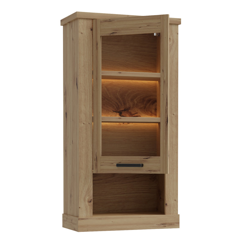 Corona Wall Display cabinet in Artisan Oak — detail view