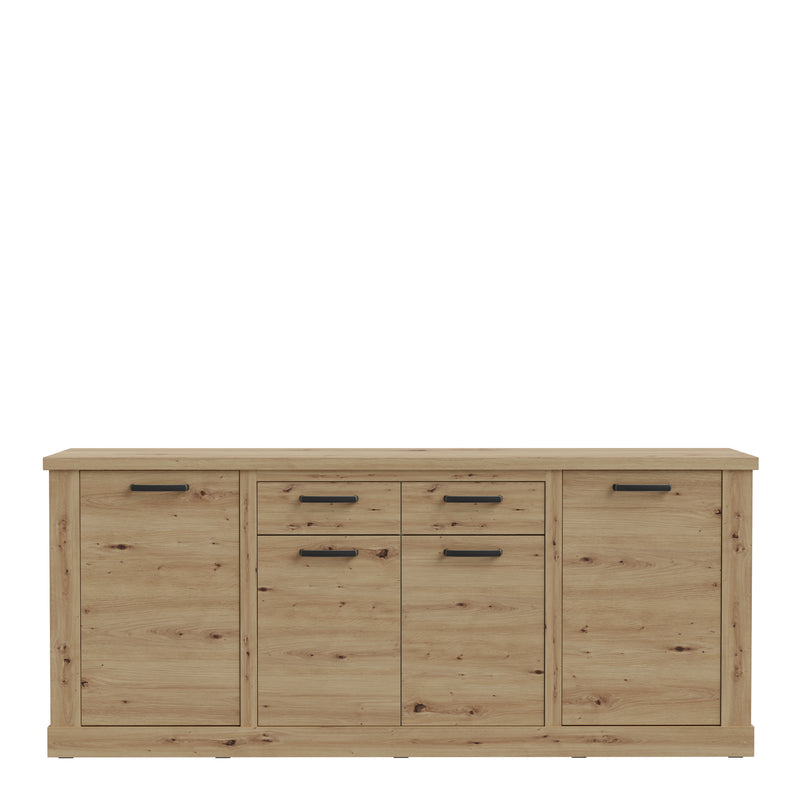 Corona 4 Door 2 Drawer Sideboard in Artisan Oak — side angle