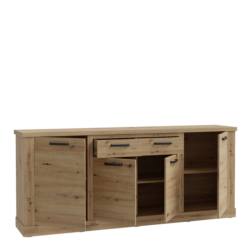 Corona 4 Door 2 Drawer Sideboard in Artisan Oak — detail view