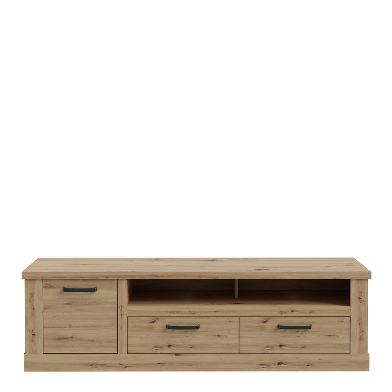 Corona 2 Drawer 1 Door Coffee TV Unit in Artisan Oak — side angle