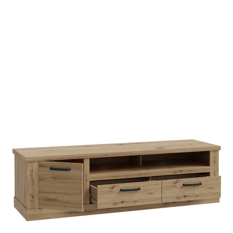 Corona 2 Drawer 1 Door Coffee TV Unit in Artisan Oak — detail view