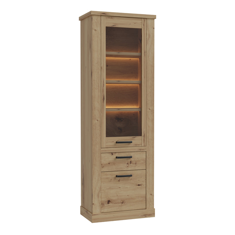 Corona Narrow Display Cabinet in Artisan Oak — front view