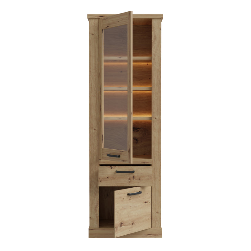 Corona Narrow Display Cabinet in Artisan Oak — alternative angle