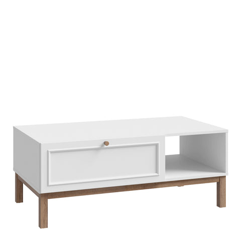 Wensley 1 Drawer Coffee Table in Light Grey and Oak — front view