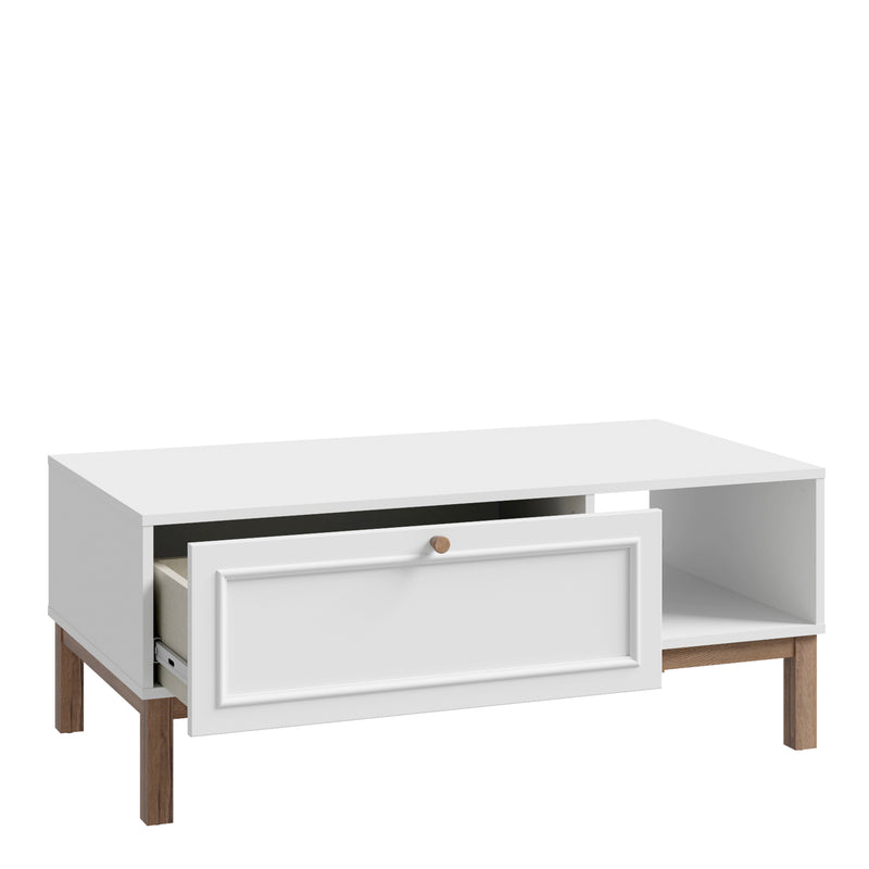 Wensley 1 Drawer Coffee Table in Light Grey and Oak — detail view