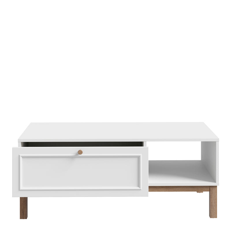 Wensley 1 Drawer Coffee Table in Light Grey and Oak — alternative angle