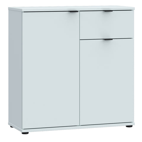 Ganymede 2 Door Cupboard with Drawer and Top Lip Detail in Light Grey — front view