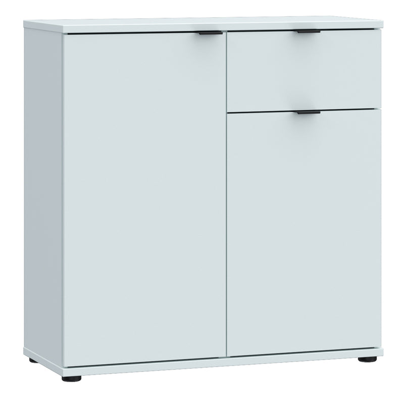 Ganymede 2 Door Cupboard with Drawer and Top Lip Detail in Light Grey — front view