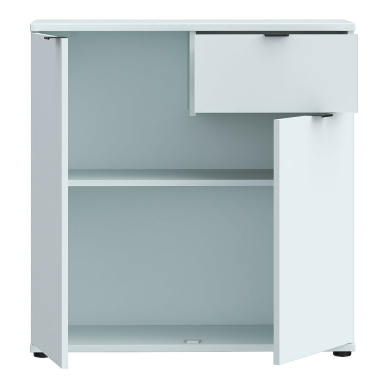 Ganymede 2 Door Cupboard with Drawer and Top Lip Detail in Light Grey — alternative angle