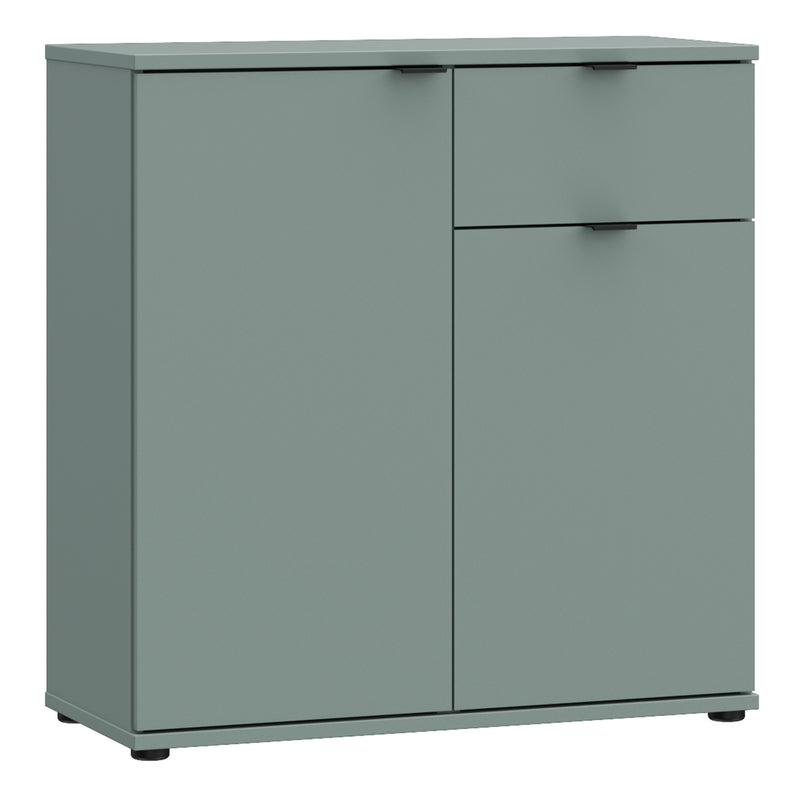 Ganymede 2 Door Cupboard with Drawer in Sage Green — front view