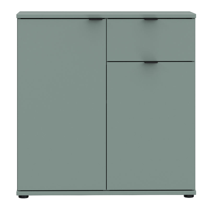 Ganymede 2 Door Cupboard with Drawer in Sage Green — side angle