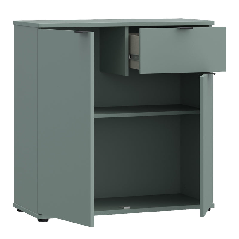 Ganymede 2 Door Cupboard with Drawer in Sage Green — detail view