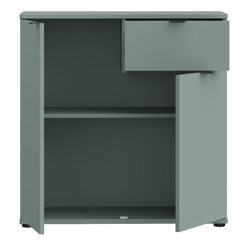 Ganymede 2 Door Cupboard with Drawer in Sage Green — alternative angle