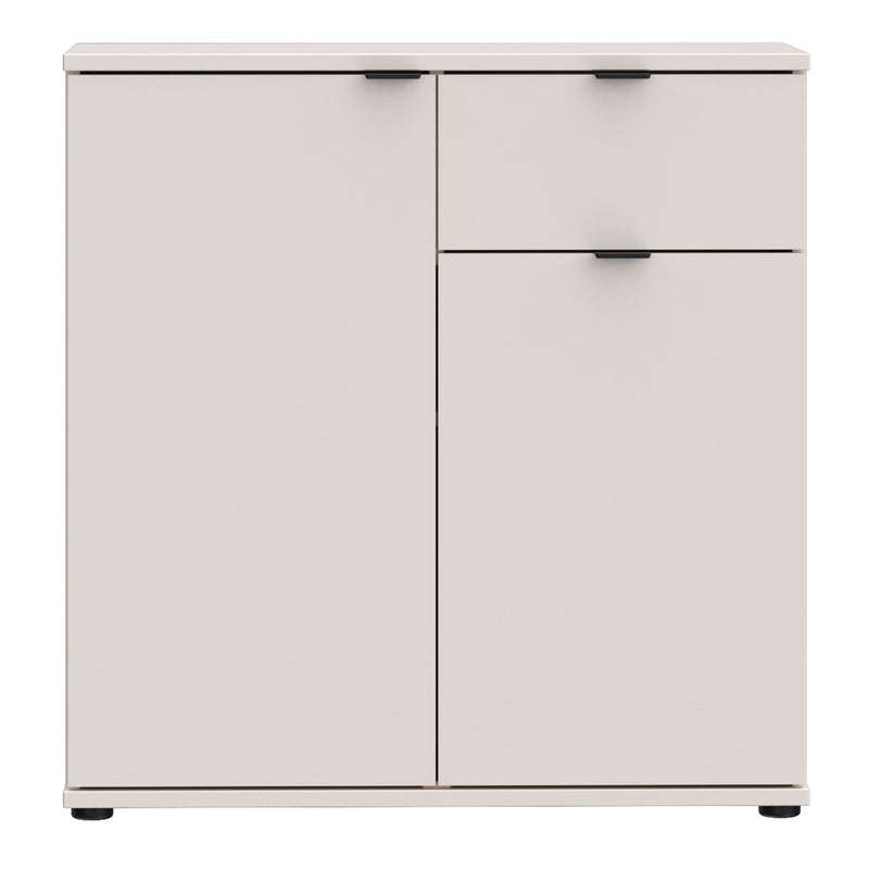 Ganymede 2 Door Cupboard with Drawer in Sand — side angle