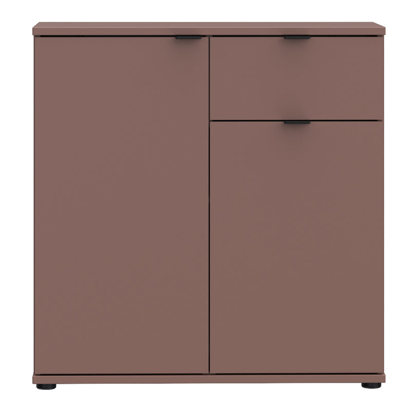 Ganymede 2 Door Cupboard with Drawer in Terracotta — side angle
