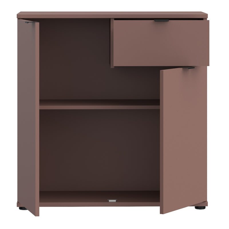Ganymede 2 Door Cupboard with Drawer in Terracotta — alternative angle