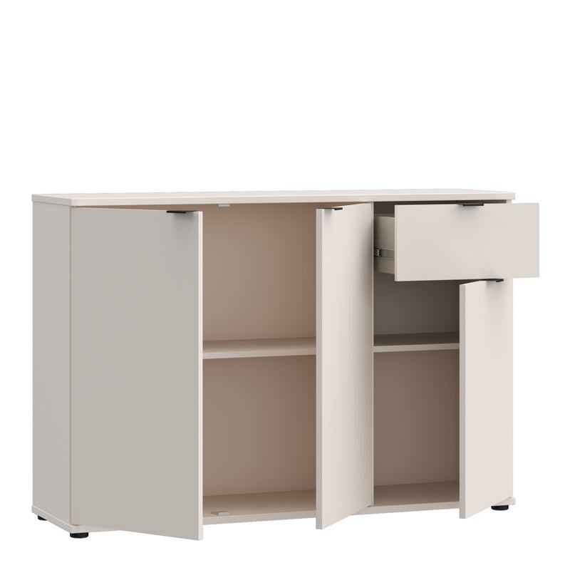 Ganymede Wide 3 Door Cupboard with Drawer in Sand — detail view