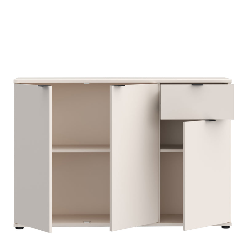 Ganymede Wide 3 Door Cupboard with Drawer in Sand — alternative angle