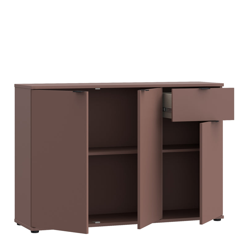 Ganymede Wide 3 Door Cupboard with Drawer in Terracotta — detail view