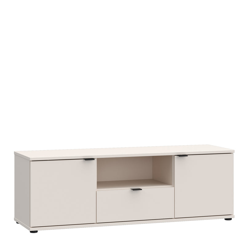 Ganymede TV Unit with Open Shelf, Drawer & 2 Doors in Sand — front view