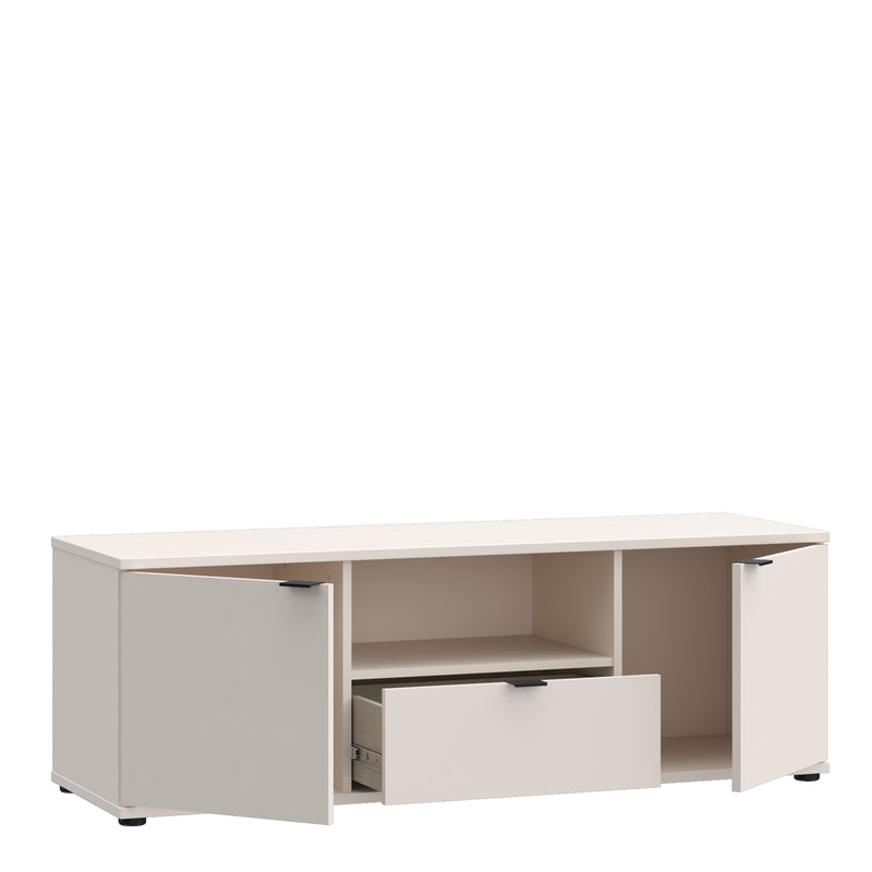 Ganymede TV Unit with Open Shelf, Drawer & 2 Doors in Sand — detail view