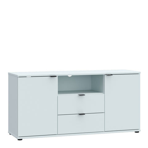 Ganymede TV Unit with Open Shelf, Drawer & 2 Doors in Light Grey — front view
