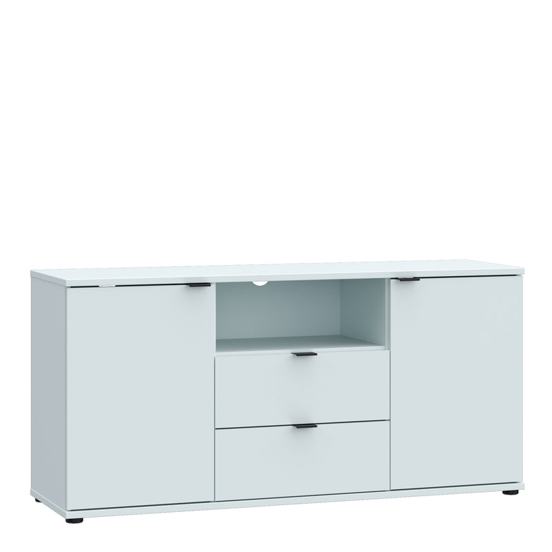 Ganymede TV Unit with Open Shelf, Drawer & 2 Doors in Light Grey — front view