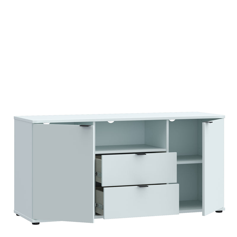 Ganymede TV Unit with Open Shelf, Drawer & 2 Doors in Light Grey — detail view