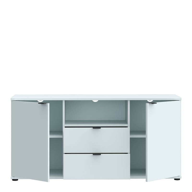 Ganymede TV Unit with Open Shelf, Drawer & 2 Doors in Light Grey — alternative angle