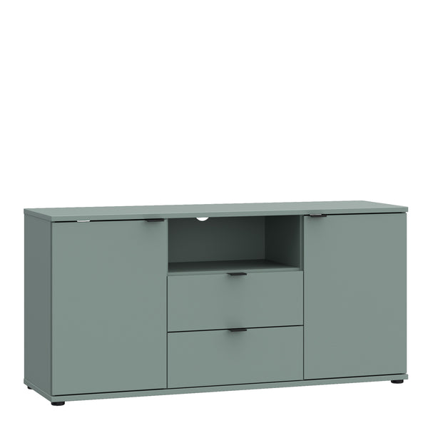 Ganymede TV Unit with Open Shelf, Drawer & 2 Doors in Sage Green