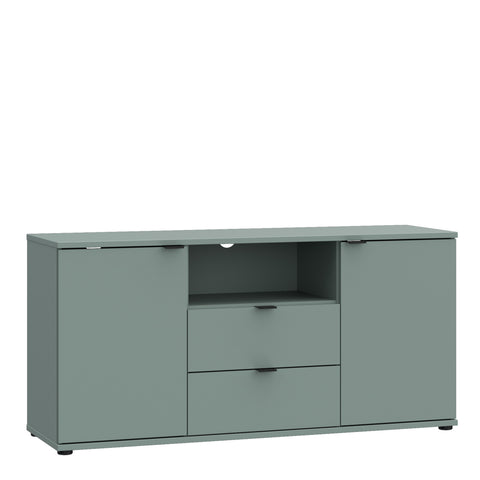 Ganymede TV Unit with Open Shelf, Drawer & 2 Doors in Sage Green — front view