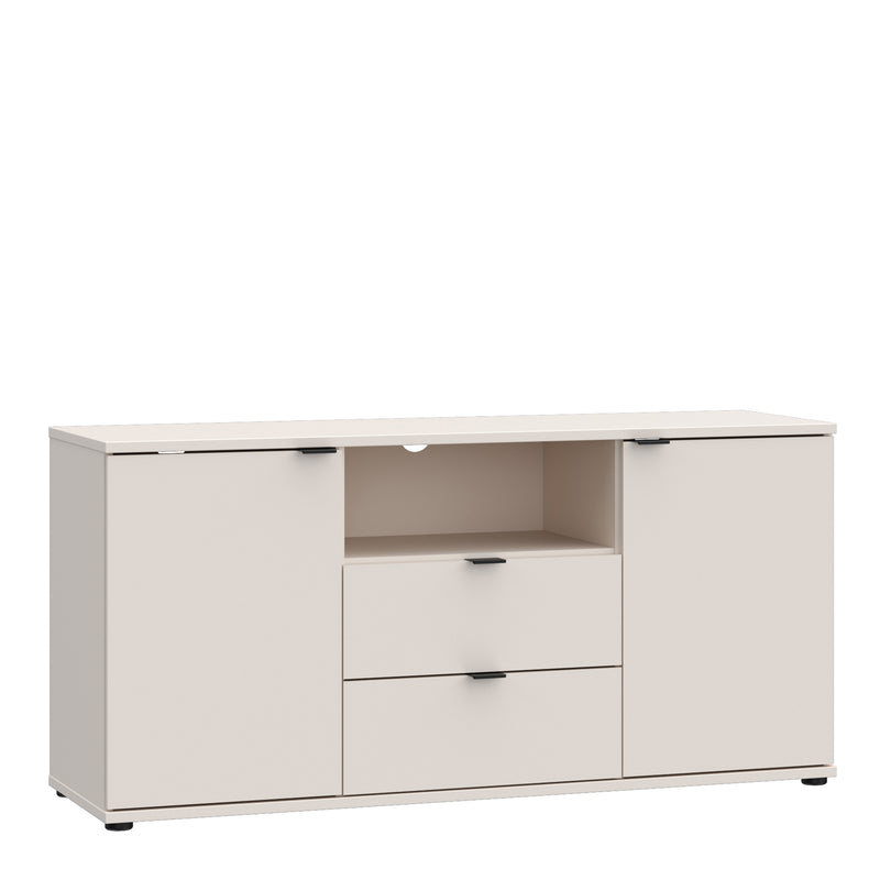Ganymede TV Unit with Open Shelf, 2 Drawers & 2 Doors in Sand — front view