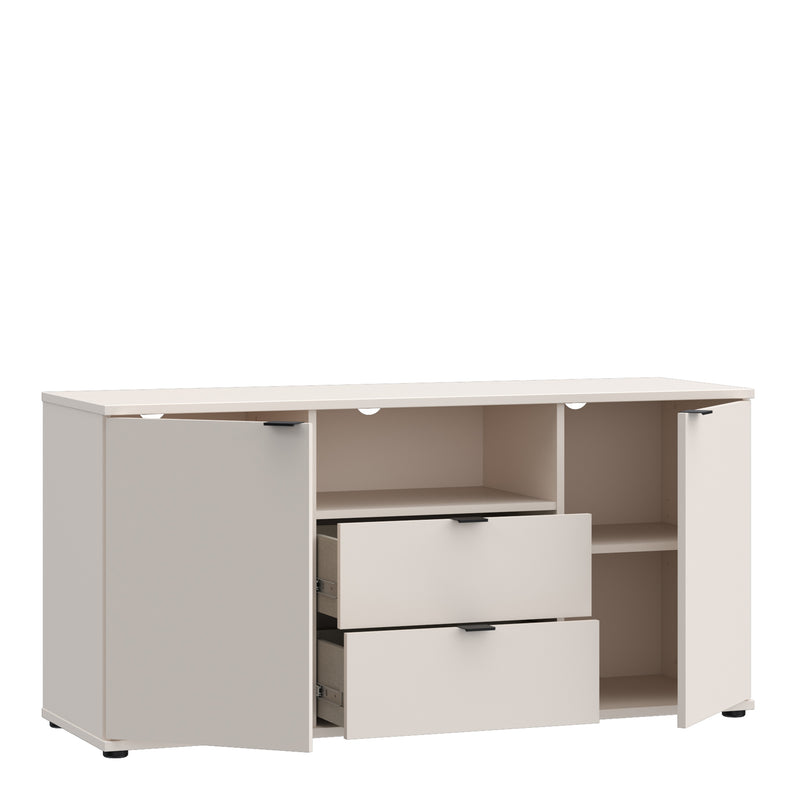 Ganymede TV Unit with Open Shelf, 2 Drawers & 2 Doors in Sand — detail view