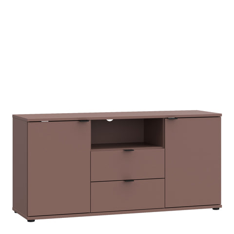Ganymede TV Unit with Open Shelf, 2 Drawers & 2 Doors in Terracotta — front view