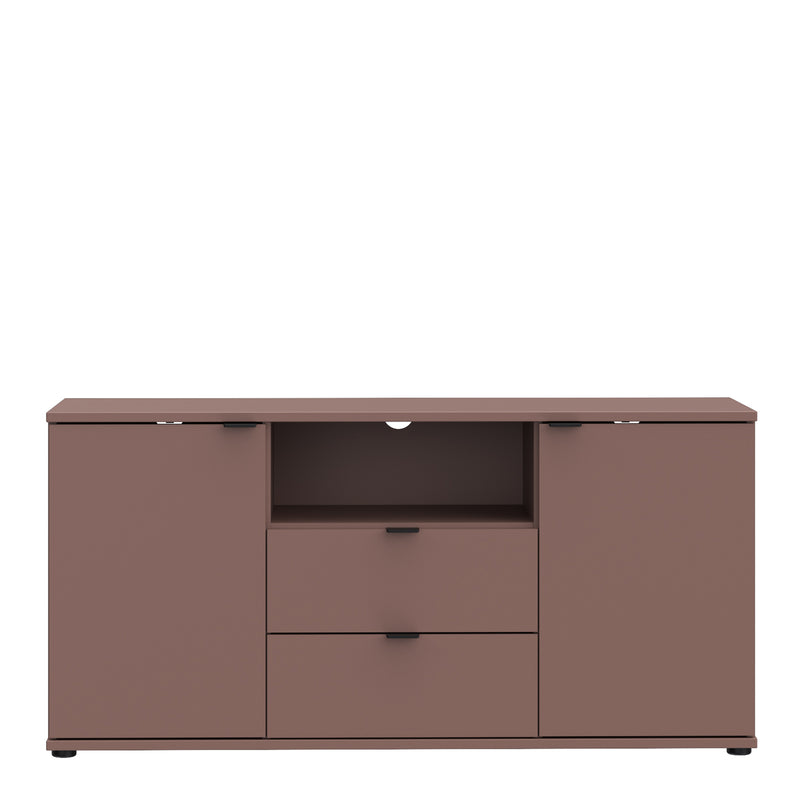 Ganymede TV Unit with Open Shelf, 2 Drawers & 2 Doors in Terracotta — side angle