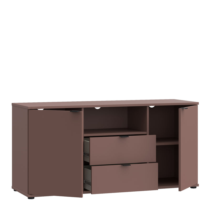 Ganymede TV Unit with Open Shelf, 2 Drawers & 2 Doors in Terracotta — detail view