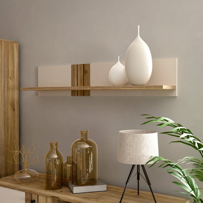Grafton Wall Shelf In Cream and Oak — alternative angle