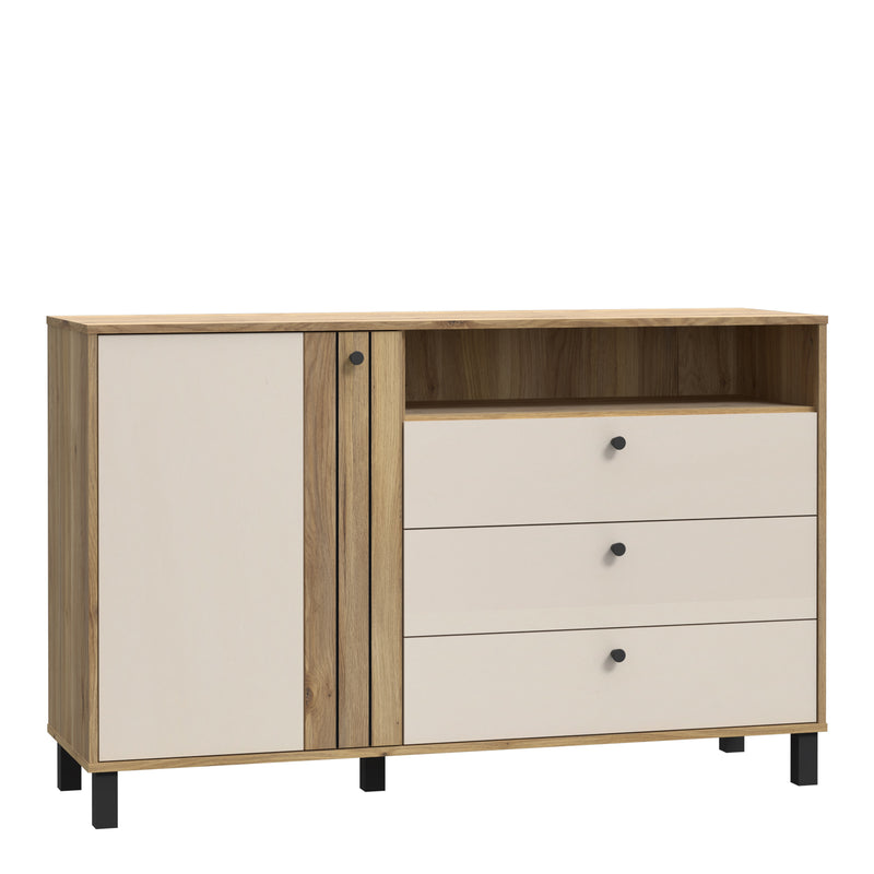 Grafton 1 Door 3 Drawer Chest In Cream and Oak — view