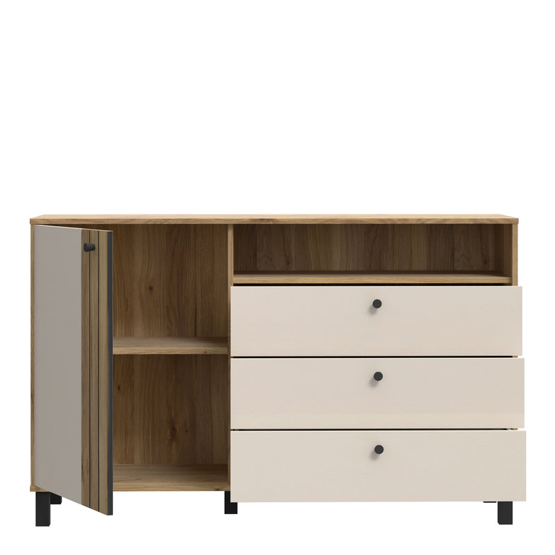 Grafton 1 Door 3 Drawer Chest In Cream and Oak — alternative angle