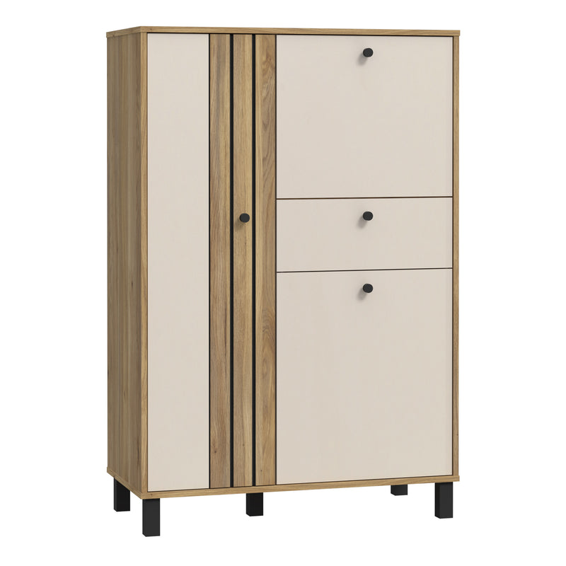 Grafton 3 Door 1 Drawer Cabinet In Cream and Oak — front view