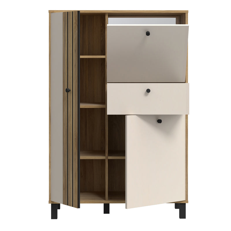 Grafton 3 Door 1 Drawer Cabinet In Cream and Oak — detail view
