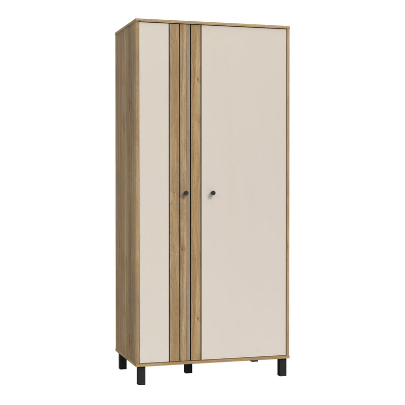 Grafton 2 Door Wardrobe In Cream and Oak — front view