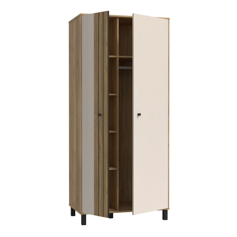 Grafton 2 Door Wardrobe In Cream and Oak — detail view